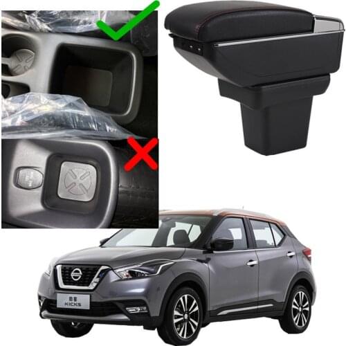 Car Interior Parts Center Console Armrest Box for Nissan Kicks 2016 2017 2018 Auto Armrests Storage with USB