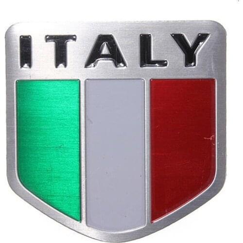 Italy Flag Alloy Metal Auto Racing Sports Emblem Badge Decal Sticker