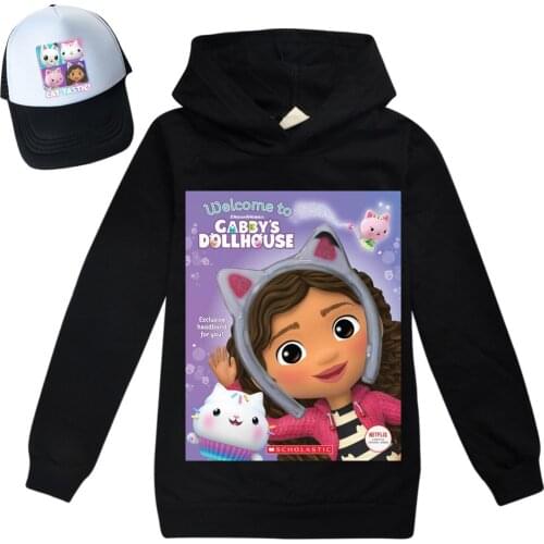 Gabby Cats Fashion Cartoon Girls Hoodies Spring Autumn Casual Hooded Sweatshirts Gabbys Dollhouse Childrens Hoodies T-shirt
