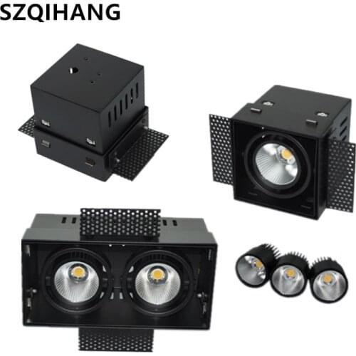 Hot sale Black LED Grid Grille Light 12W/2x12W AR111 High quality LED Downlight Outfit Ceiling Free hole Bezel Light AC85-265V