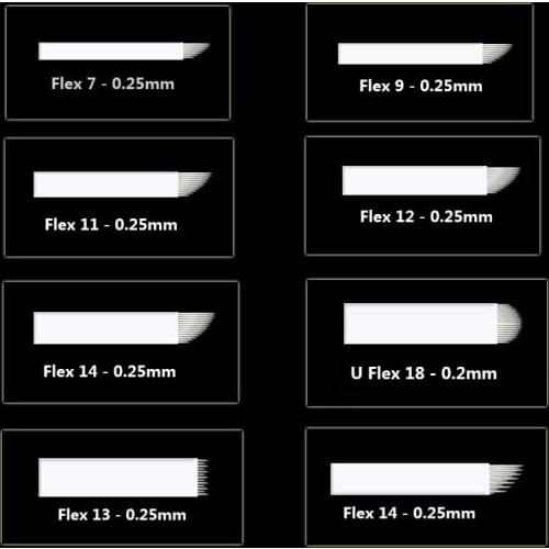 100pcs Microblading Tattoo Needles 7/9/11/12/14/18 pins for Microblading Embroidery Pen Pernement Makeup Eyebrow Tattoo Supplies