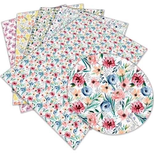 30 cm x 136cm Flower Pattern Synthetic Faux Leather for DIY Handmade Sewing Clothes