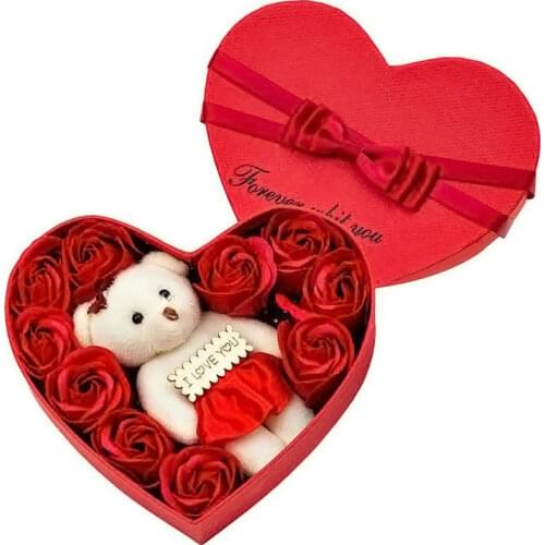 Rose Heart Shaped Artificial Rose Rose Soap Flower Gift Box For Valentines Day Mothers Or Christmas Day Wedding Proposal Gift
