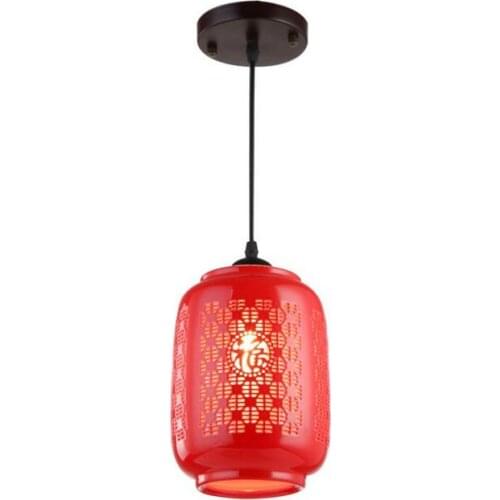 Chinese Ceramic Pendant lamps Grand China red lanterns pendant light entrance hall balcony aisle red lamp festive