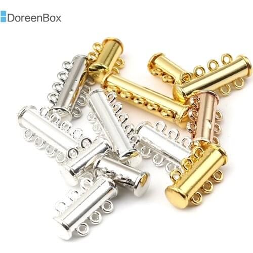 Doreen Box Zinc Based Alloy Magnetic Clasps Cylinder Gold Plated Can Open Jewelry Making Findings, 5 PCs