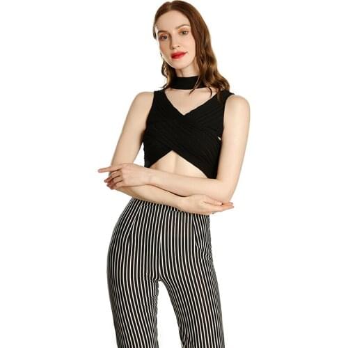 Summer Sleeveless High Neck Pullover Fashion Criss Cross Wrap Sweater Vest Women Sexy Cut Out Ribbed Knit Short Top Vests