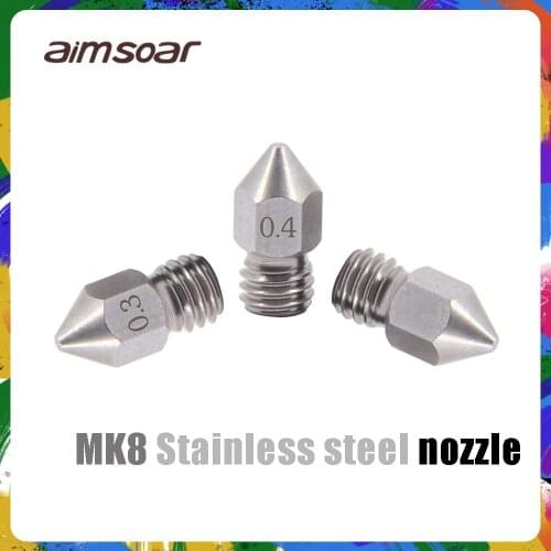 Mk8 nozzle stainless steel 3d printer parts 0.2mm 0.3mm 0.4mm 0.5mm 3d nozzle for 1.75mm filament