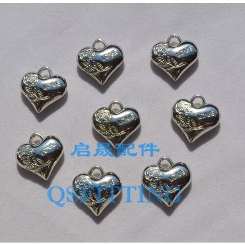 DIY Fashion Jewelry Accessory,20MM Heart Shape CCB Beads,Acrylic Charms,Silver Plated