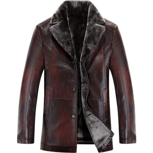 Men leather jackets New arrival Winter brand plus Velvet thick Warm Motorcycle Business Casual Mens Leather Jackets coats