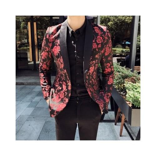 Men Party Jacket Mens Blazer Hombre Stage Singer Hombre Casual Slim Fit Floral Designer Jacket Boys Prom Dresses 5XL Spring 2020