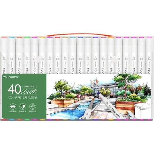 TOUCHNEW Alcohol Art Marker with Double-ended Marker Pen 30 /40 Colors Round Markers Set