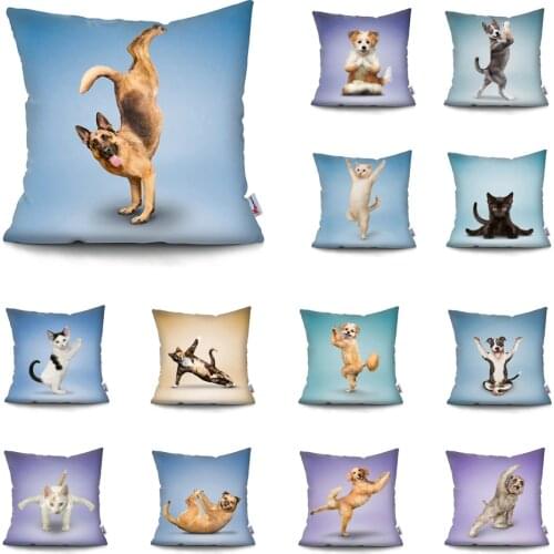 MTMETY Cute Dog Cushion Cover Funny Pillow Cases Animal Pillowcases Kitty sofa decorative pillow Polyester Throw Pillowcase