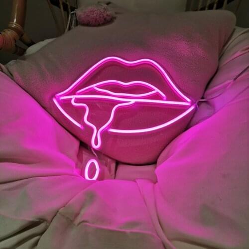 Dripping lips neon sign, Lips neon light sign, Led neon sign, Neon sign, Neon light sign for wall, Neon wall decor, LED Neon Sig