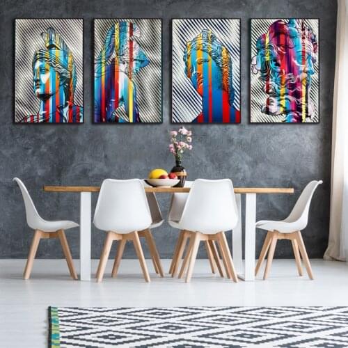 Nordic Wall Decor Poster Colorful David Statue Sculpture Canvas Painting Modern Wall Art Home Decoration Entrance Aisle Mural