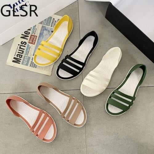 New Women Summer Flat Sandals 2021 Open-Toed Slides Slippers Candy Color Casual Beach Outdoot Female Ladies Jelly Shoes