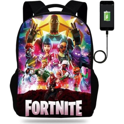 New FORTNITE Backpack Boys Girls School Bag Children Book Bags Men Women Rucksack Teens USB Travel Knapsack Mochilas