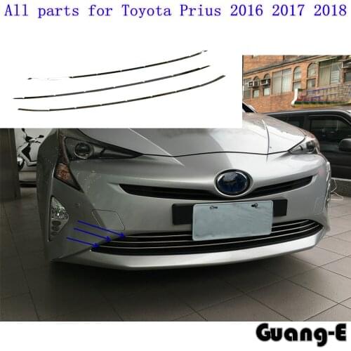 Car Body Stainless Steel License Plate Trim Bottom Racing Grid Grill Grille Hoods Panel Frame For Toyota Prius 2016 2017 2018