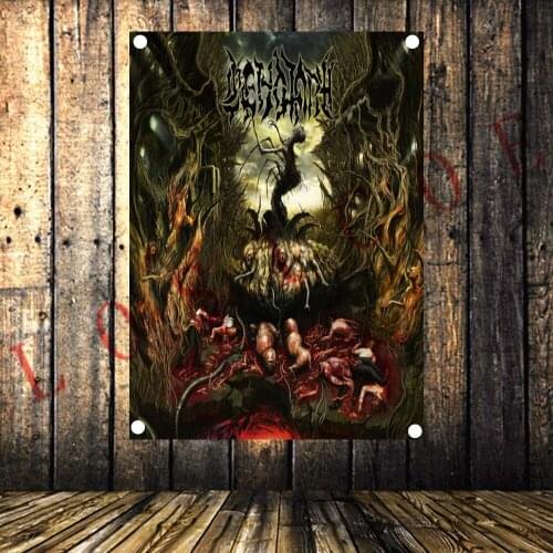 Heavy Metal Band Rock Music Poster High Quality Four-hole Flag Tattoos Cloth Banner Tapestry Bar Cafe Living Room Home Decor