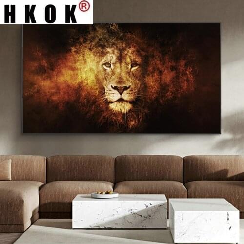 HKOK Nordic Abstract Art Posters Prints Large Lion Head Animals Canvas Paintings on The Wall Art Pictures Modern Home Decor