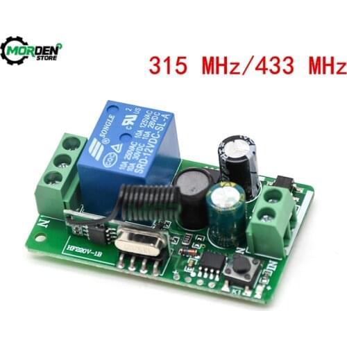 Smart Home AC 220V Relays Switch 10A 1 Ch Wireless RF Remote Control Receiver Relay Switch 315/433 MHz