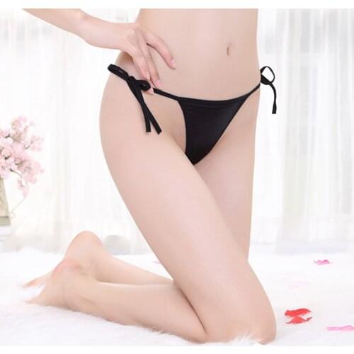 Sexy Solid Lace Up Bikini Thong Women Low Waist Swimsuit Bottom T-back Bandage Briefs Swimwear Costume De Bain Femme #W5