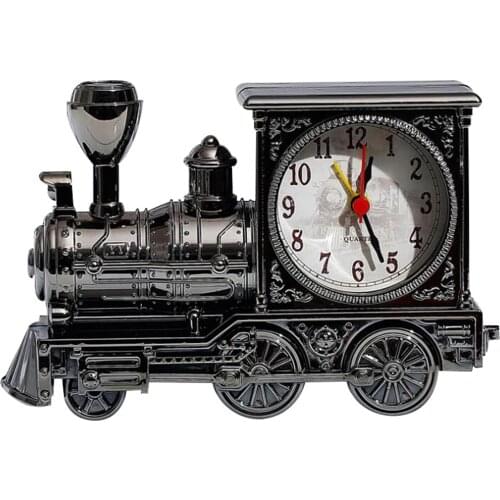 Student Alarm Clock Gift Present For Kids And Friends ABS Black Fashionable Retro Train Style Home Office Shelf Decoration