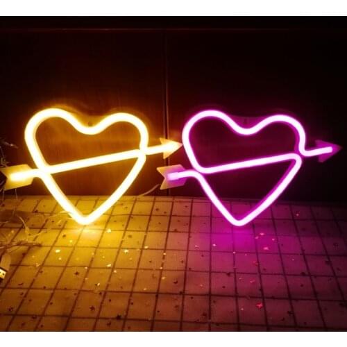 Heart Shape LED Neon Signs Light Fairy tale Cupid Love story Background Lamp for Room Wall decoration Desktop Display Decors