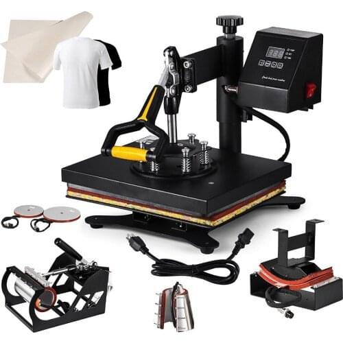 Heat Press Machine 6in1 30x25cm Multifunction Sublimation Desktop Iron Baseball Hat Press 12x10" Digital Swing Away Transfer
