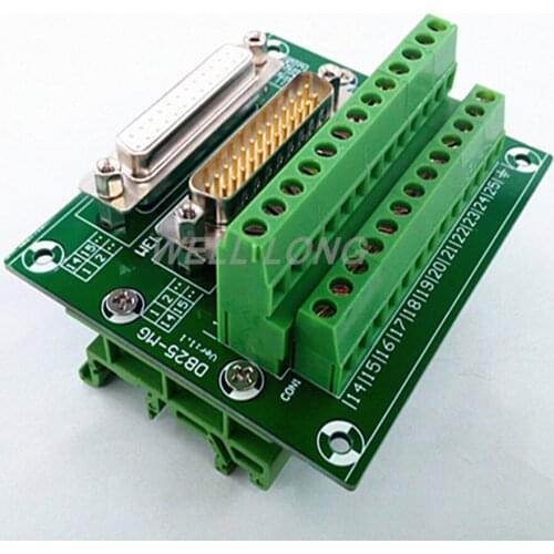 D-SUB DB25 Male and Female Header Breakout Board, Terminal Block, Connector