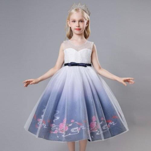 Vintage Flower Girls Dress for Wedding Evening Children Princess Party Pageant Long Gown Kids Dresses for Girls Formal Clothes