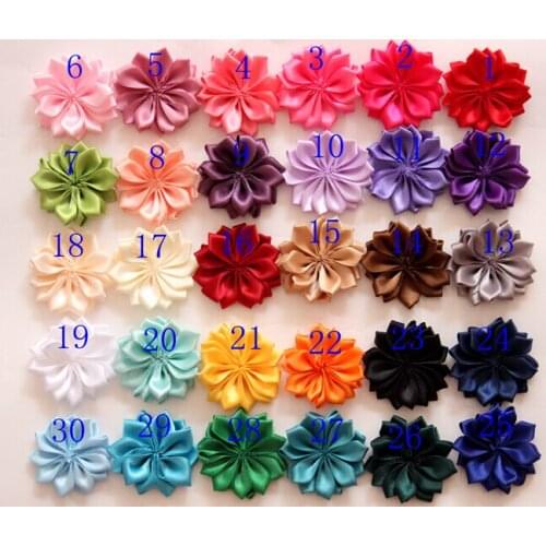 Hair clip flowers hair accessories satin ribbon flowers for hair band garment accessory 0.9'' wholesale hair made 100PCS
