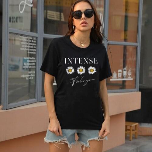 Daisy Intense Feelings Printed Womens Cotton T Shirt Large Size Loose Short Sleeved Unisex Tops Summer Casual Tees Plus Size
