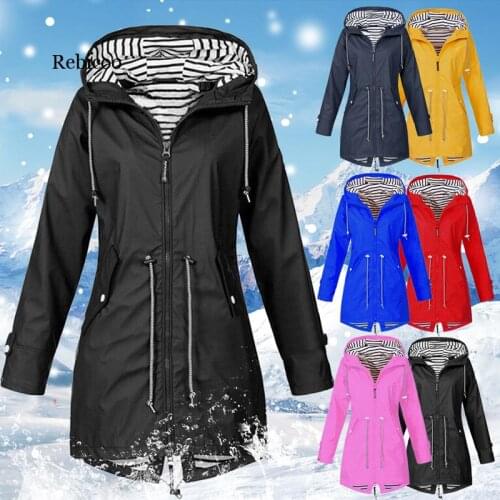 Women Jacket Winter Rain Zipper Windproof Long Plus Size Ladies Coat For Women Raincoat Jacket Coat Autumn Winter