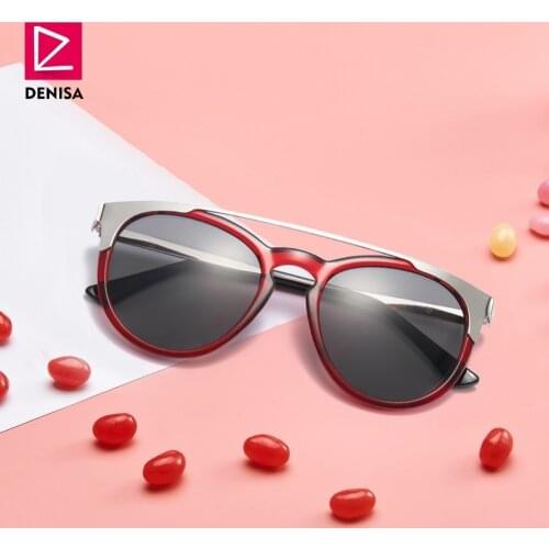 DENISA Luxury Brand Design Cat Eye Womens Sun Glasses 2019 New High Quality Ladies Sunglasses Vintage Goggle Eyewear UV400 G2002