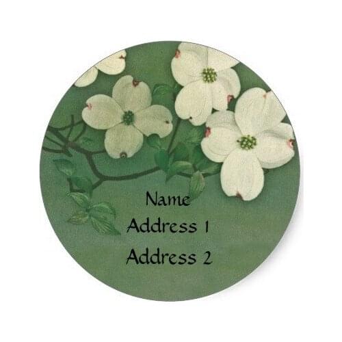 3.8cm Vintage Cherry Blossom Green Stickers