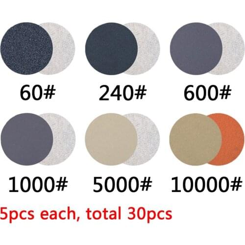 30PCS 2 Inch Sanding Disc 50mm Wet & Dry Flocking Sandpaper 60-10000 Grit Sander Sheet Abrasive Tool