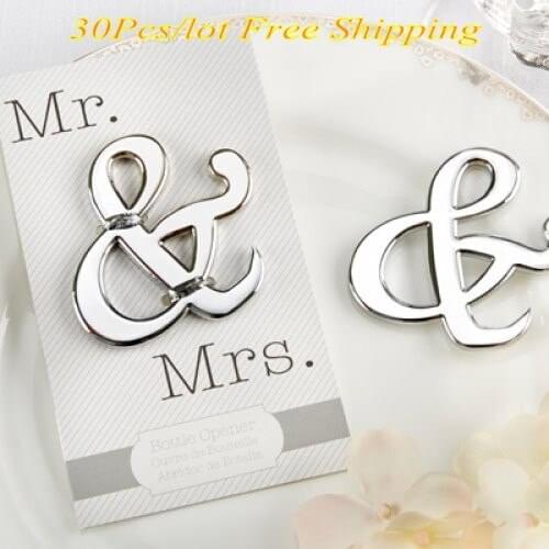 30 Pieces/lot) Event and Party favors of Mr & Mrs Ampersand Bottle Opener Wedding gift for wedding bridal and groom favors