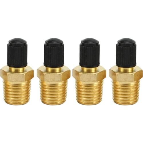 4Pcs 1/4Inch NPT MPT Solid Brass Air Compressor Tank Fill Valve Schrader for Car Repair Accessories