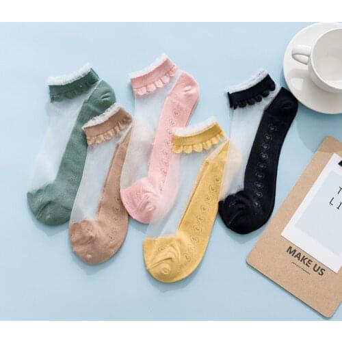 5 Pairs Women Socks Summer New Female Candy Hearts Color Cotton Happy Cute Lovely Thin Solid Breathable Girls Ladies Ankle Socks