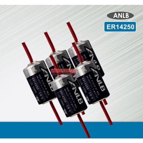5PCS ANLB ER14250 ER 14250 CR14250SL 1/2 AA 1/2AA 3.6V 1200mAh PLC industrial lithium battery With Pins primary battery