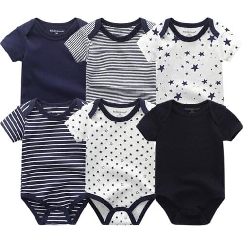 6PCS Newborn Girls Baby Clothing Solid Cotton Baby Boy Clothes Short Sleeve Bodysuits Baby Girl Clothes Print Roupas de bebe
