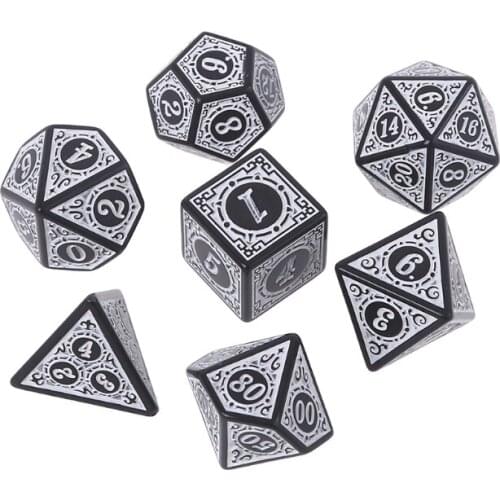 7 Pcs/Set Resin Dice Multi-faceted Various Shapes Sculpture Digital Dice with Box for Club/Party/Family Game Accessories