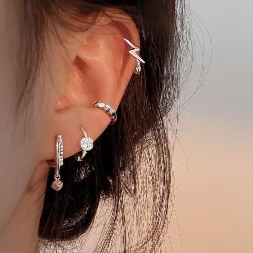 925 Sterling Silver Square Bead Charm Stud Earrings For Women Girls Romantic Wedding Party Jewelry Brincos Pendientes A002