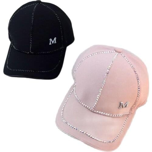 Doitbest Korea Women Rhinestone M letter Baseball Cap lady Summer Sun Hat mens snapback Caps suit for Lovers teenagers