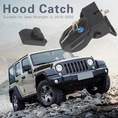 Locking Hood Catch Kit Bonnet Latch with Key Set Outdoor Anti-resistance Repairing Parts for JEEP Wrangler JL 2018-2020