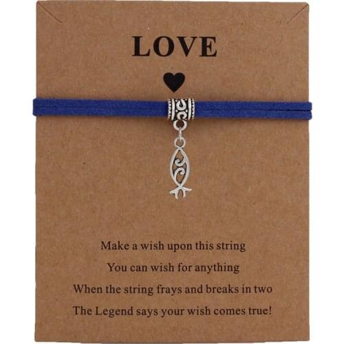 Fish Charm Bracelets Lucky 9 Colors string Friendship Wish Bracelets Jewelry Gift Adjustable for Women Men Children freeshiping