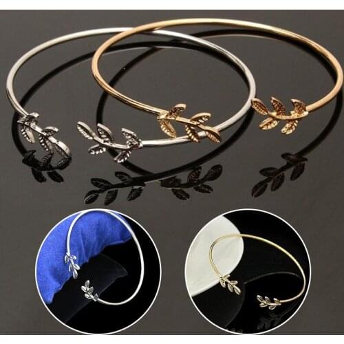 Elegant Simple Cuff Bracelets For Women Leaves Bracelets Lady Popular Open Bangle Bracelets Gift Jewelry