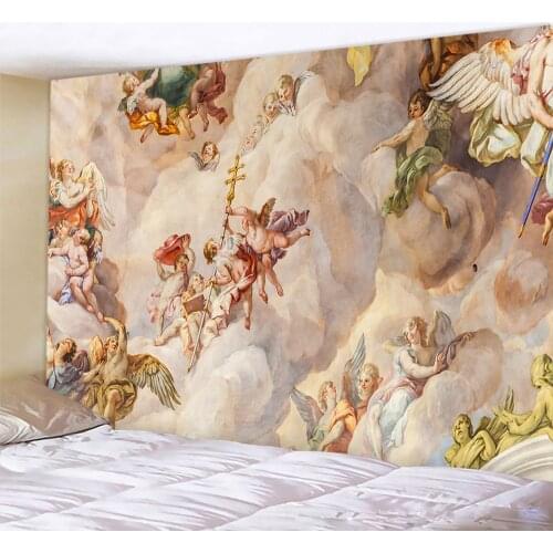Christian Church mural Angel home decor psychedelic scene tapestry Bohemian decorative sheet sofa blanket Hippie yoga mat