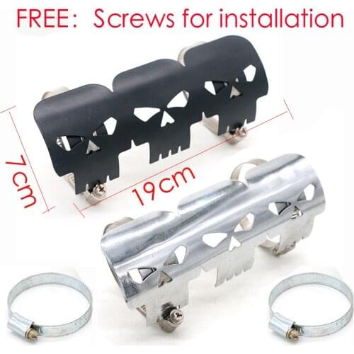 Skull Chrome Motorcycle Exhaust Muffler Pipe Heat Shield Cover Heel Guard motorbike Exhaust Pipe Cover Ghost decal sliver black