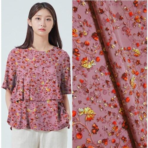 Natural printed 100% mulberry silk crepe de chine fabric cloth 138 cm width 15 momme soft fashion dress shirt sewing fabric